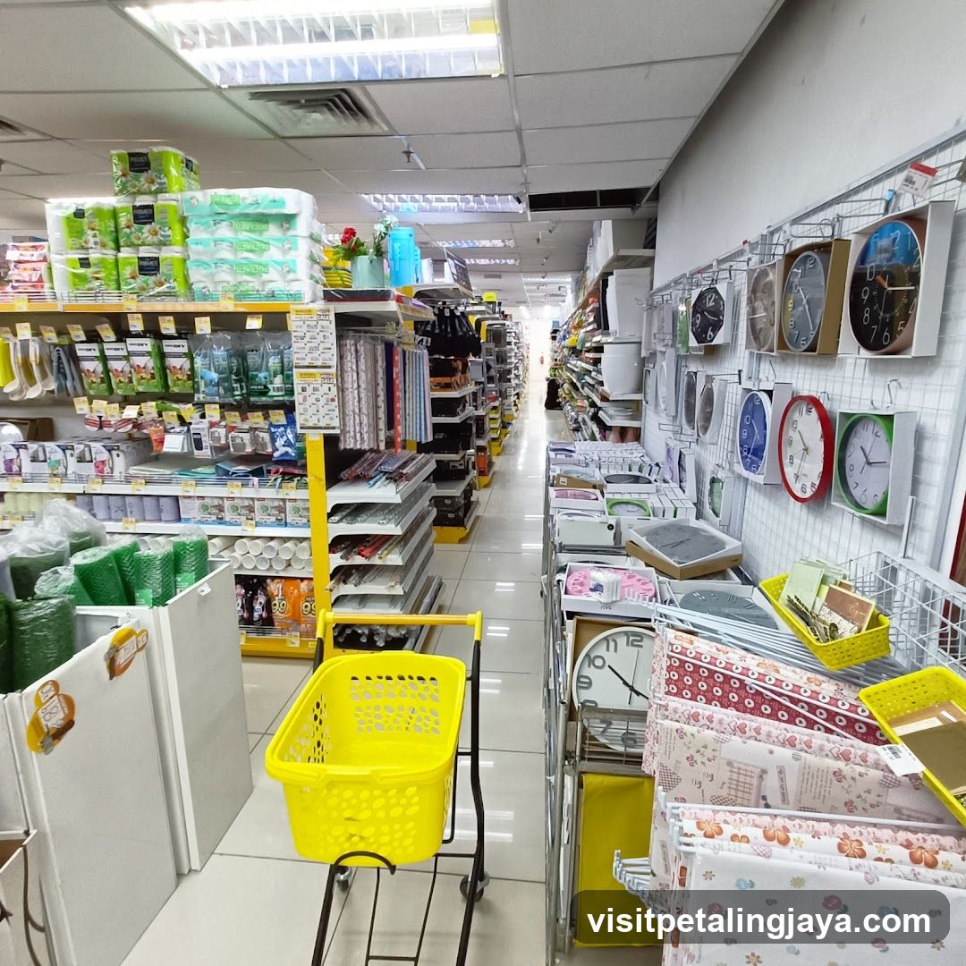 Store aisle with shelves of merchandise