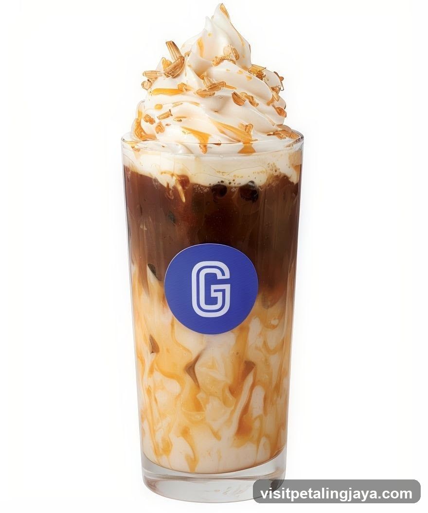 Iced Coffee with Whipped Cream and Caramel Drizzle
