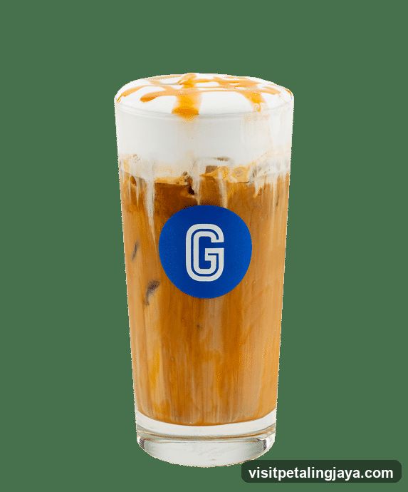 Iced Coffee with Cream and Caramel Drizzle
