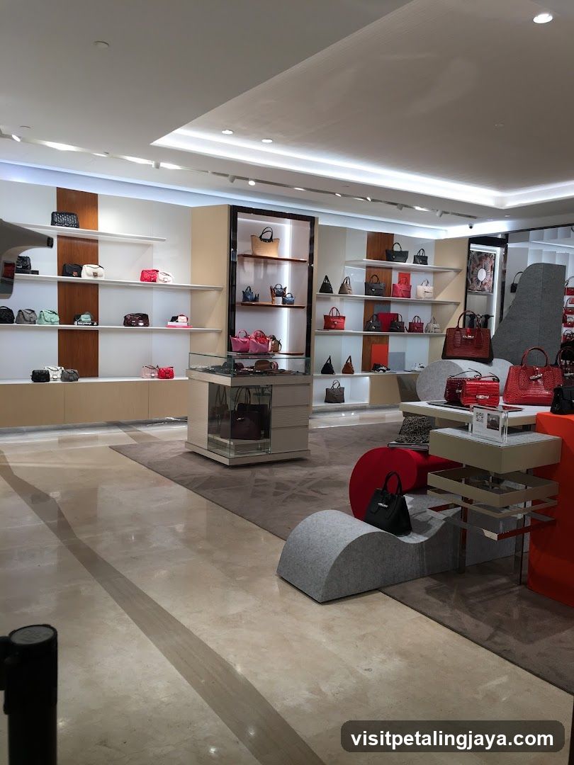 Interior of luxury handbag store