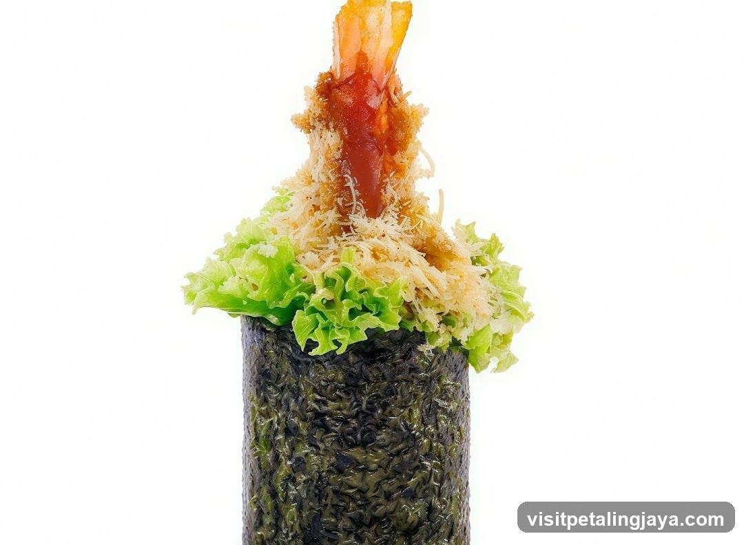 Sushi Roll with Shrimp and Lettuce