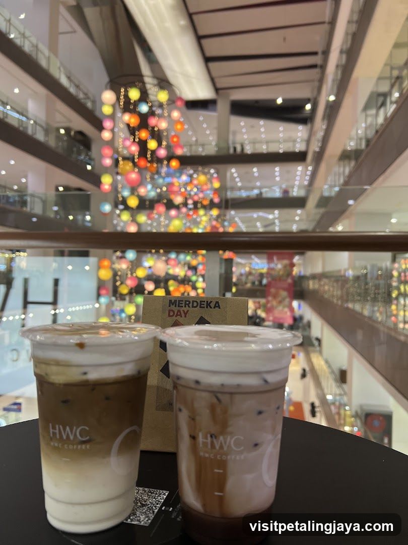 Two Iced Coffees at a Mall