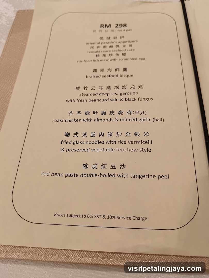 Set Menu for 4 Pax