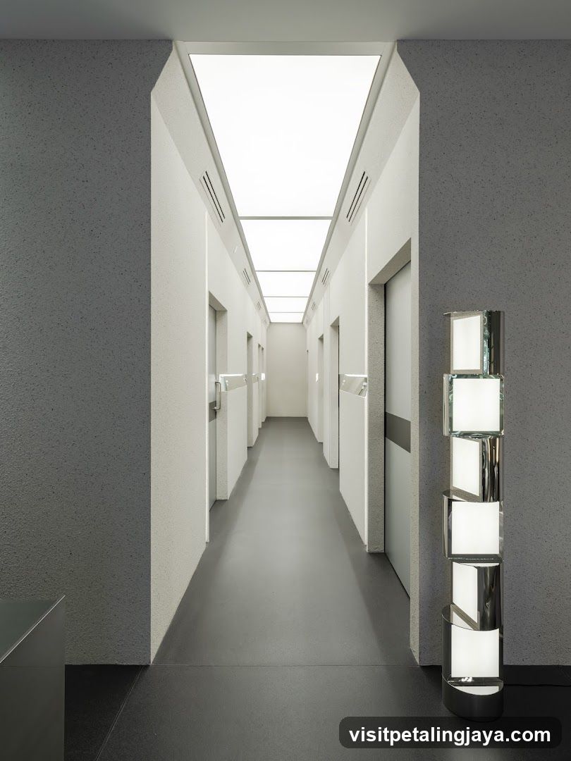 Modern Hallway with Elevators