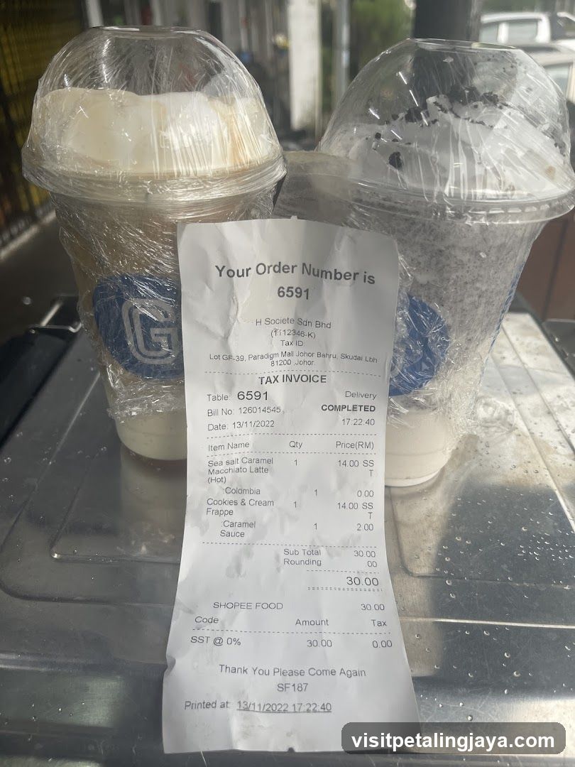 Receipt and drinks