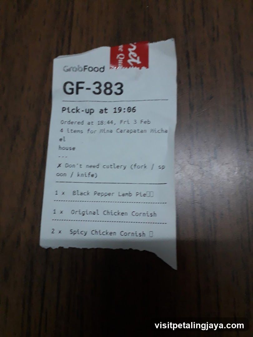 GrabFood Order Receipt
