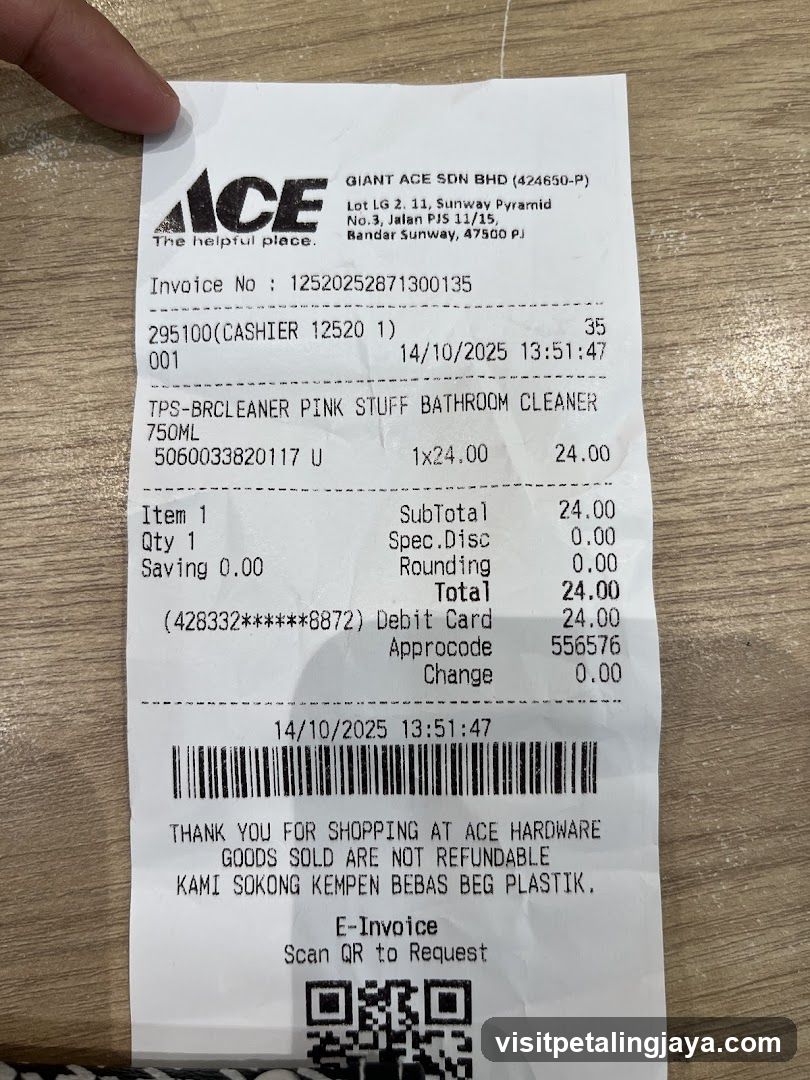 Ace Hardware Receipt