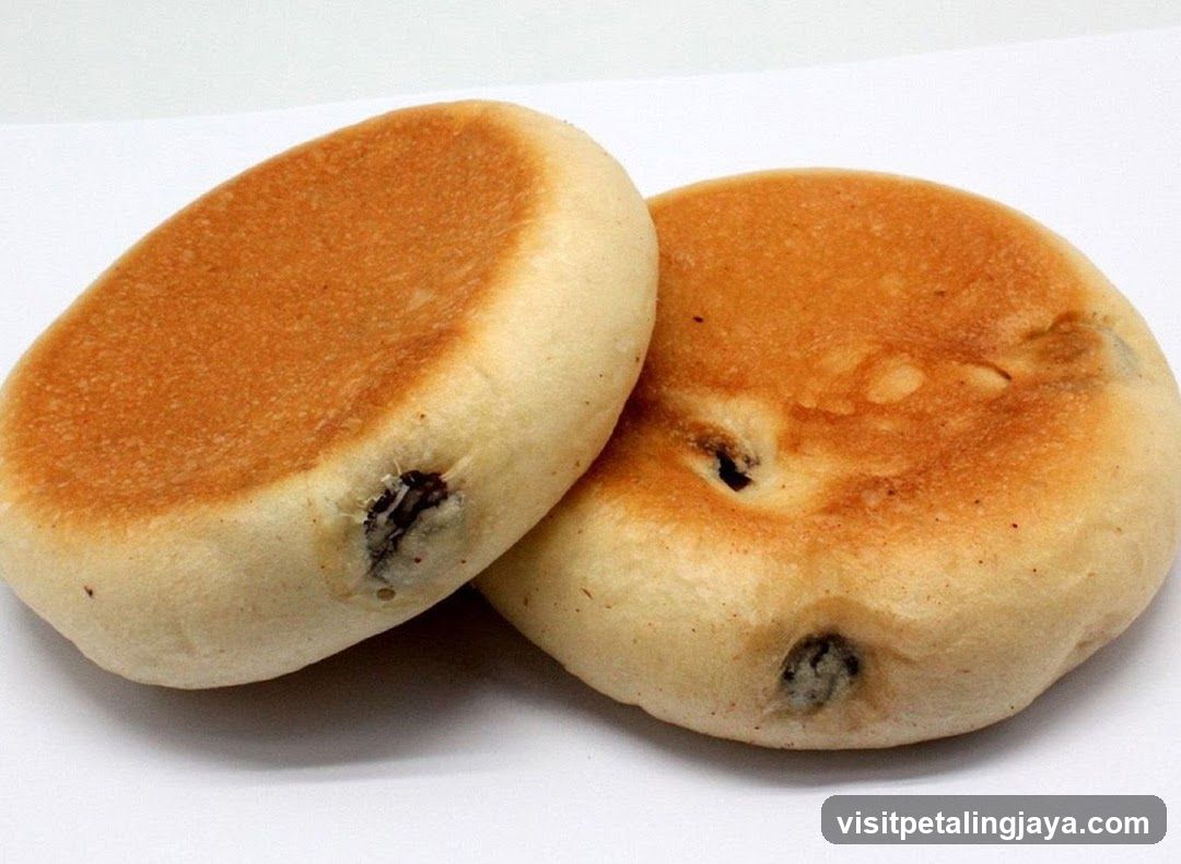 Two sweet buns with raisins
