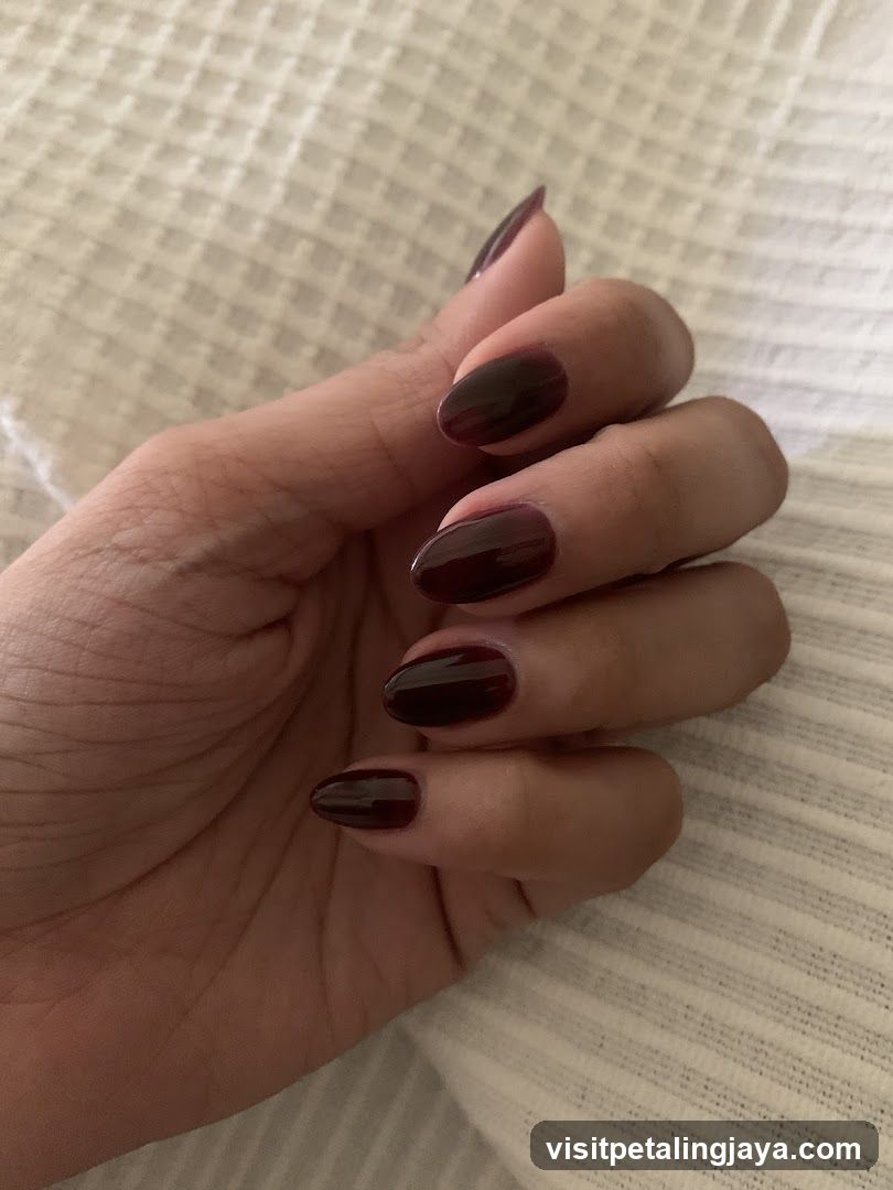 Dark Red Oval Nails