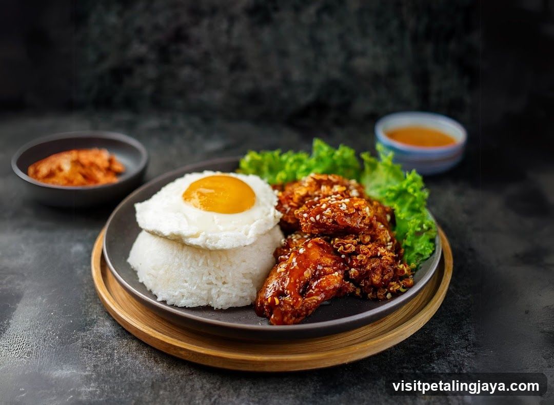 Korean Fried Chicken with Rice and Egg
