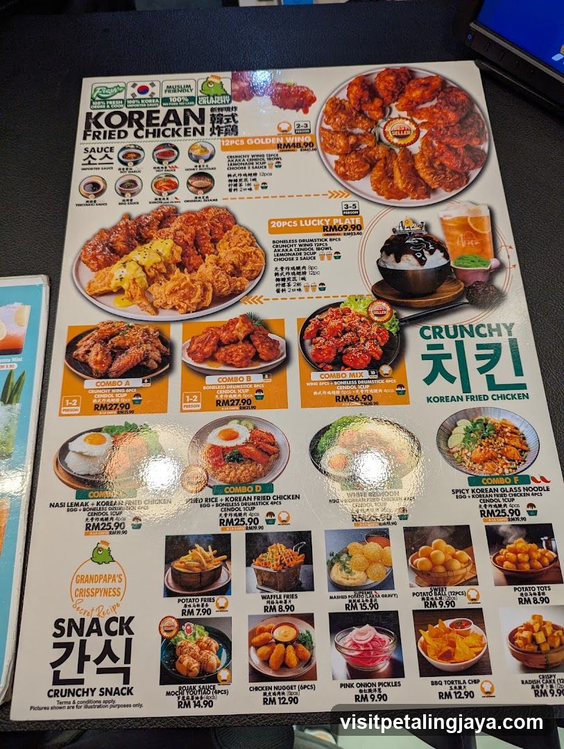 Crunchy Korean Fried Chicken Menu