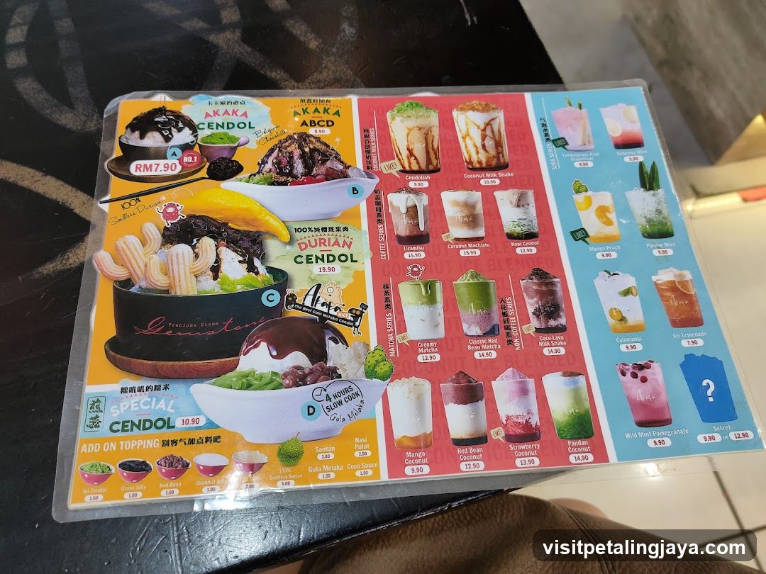 AKAKA CENDOL Menu