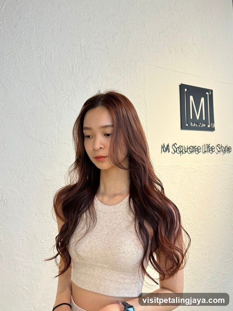 Woman with long wavy brown hair