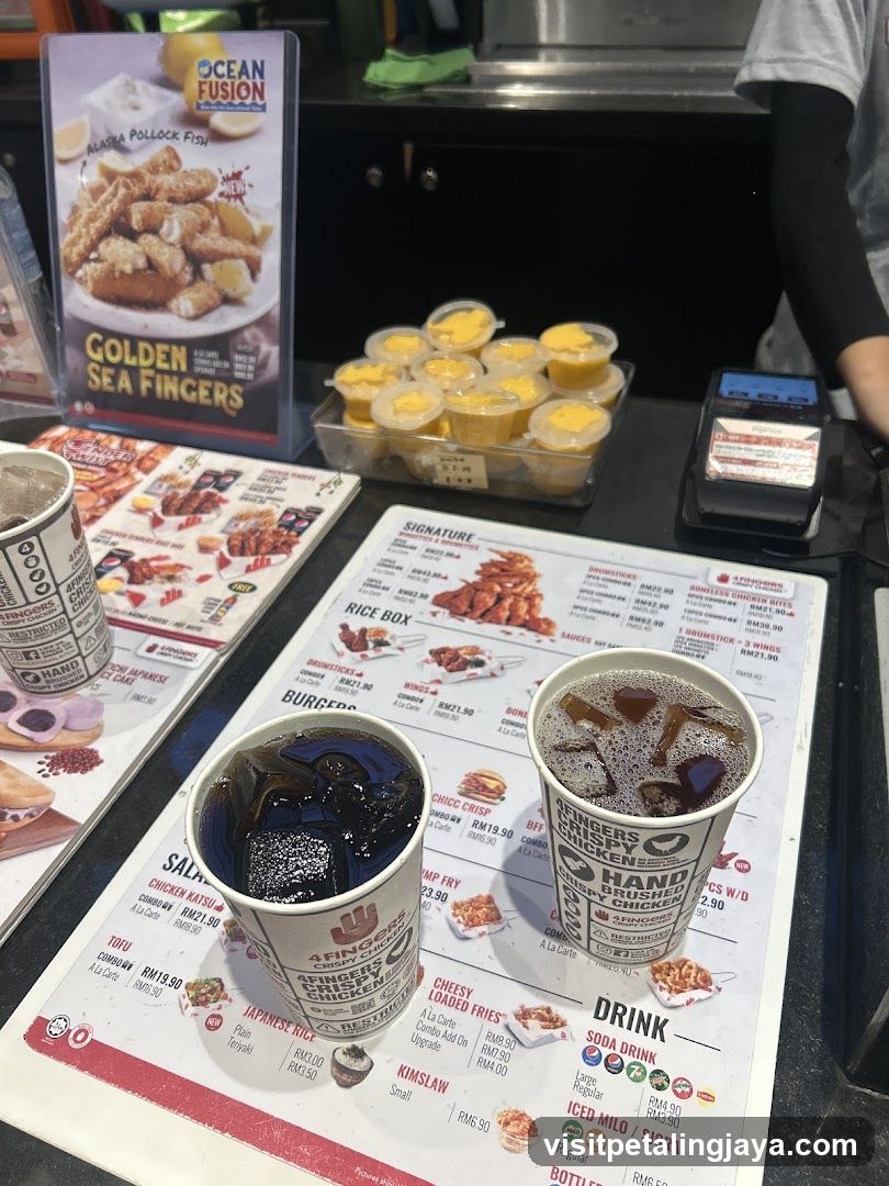 Food and Drinks at a Restaurant Counter