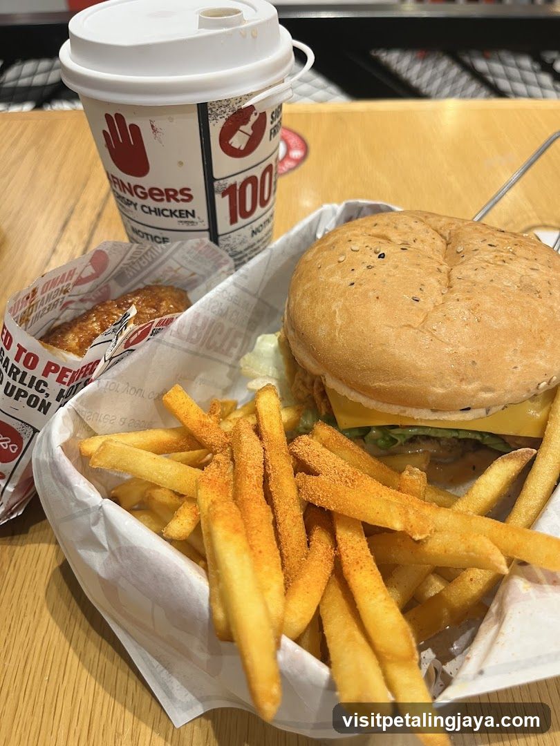Burger meal with fries and drink