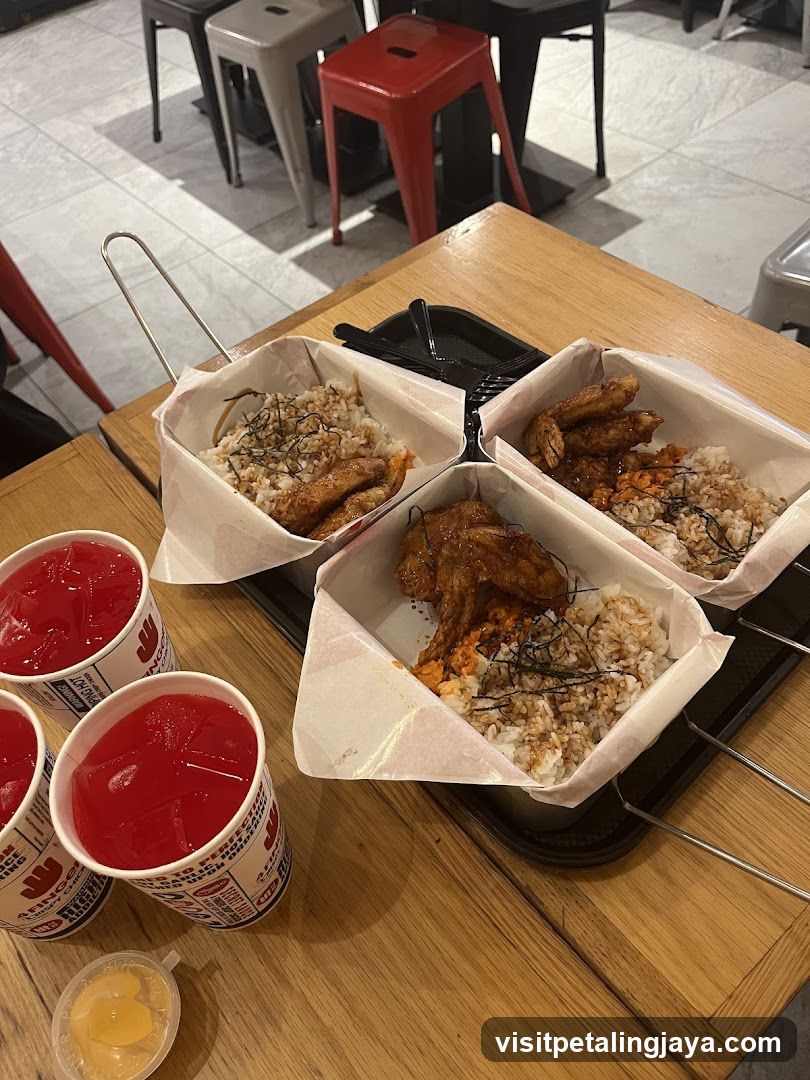 Chicken and Rice Meals with Drinks