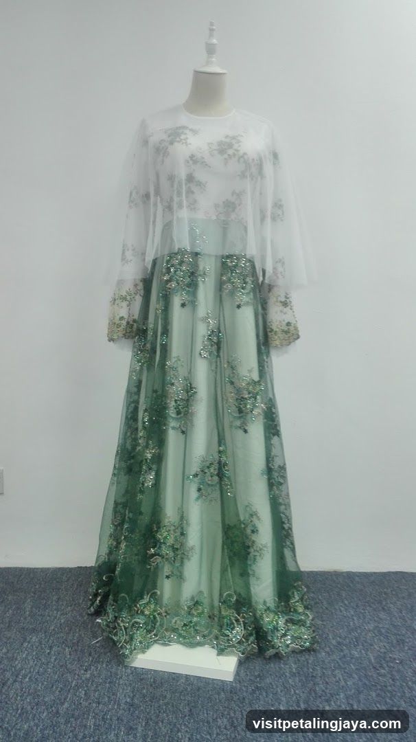 Green Lace Gown on Mannequin