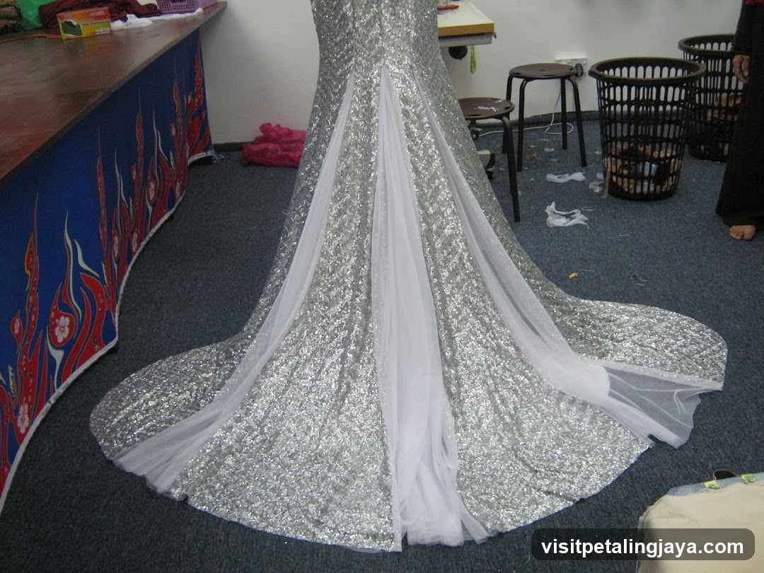 Sparkling Silver Gown with Train