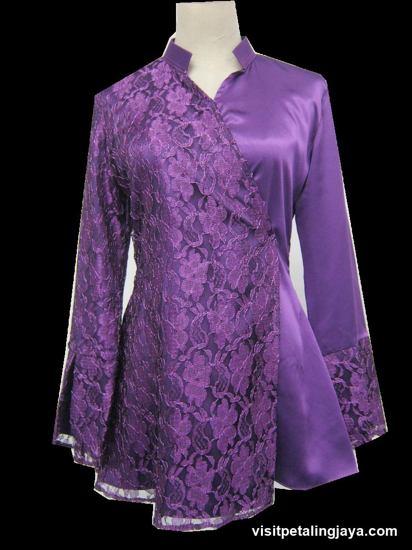 Purple Lace and Satin Blouse