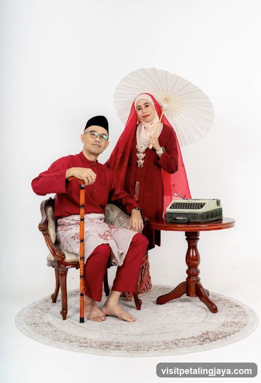 Couple Posing with Vintage Typewriter