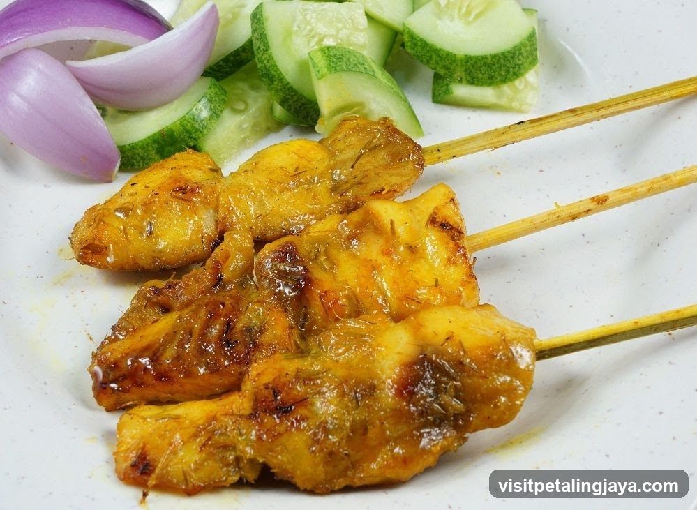 Chicken Satay Skewers with Cucumber and Onion