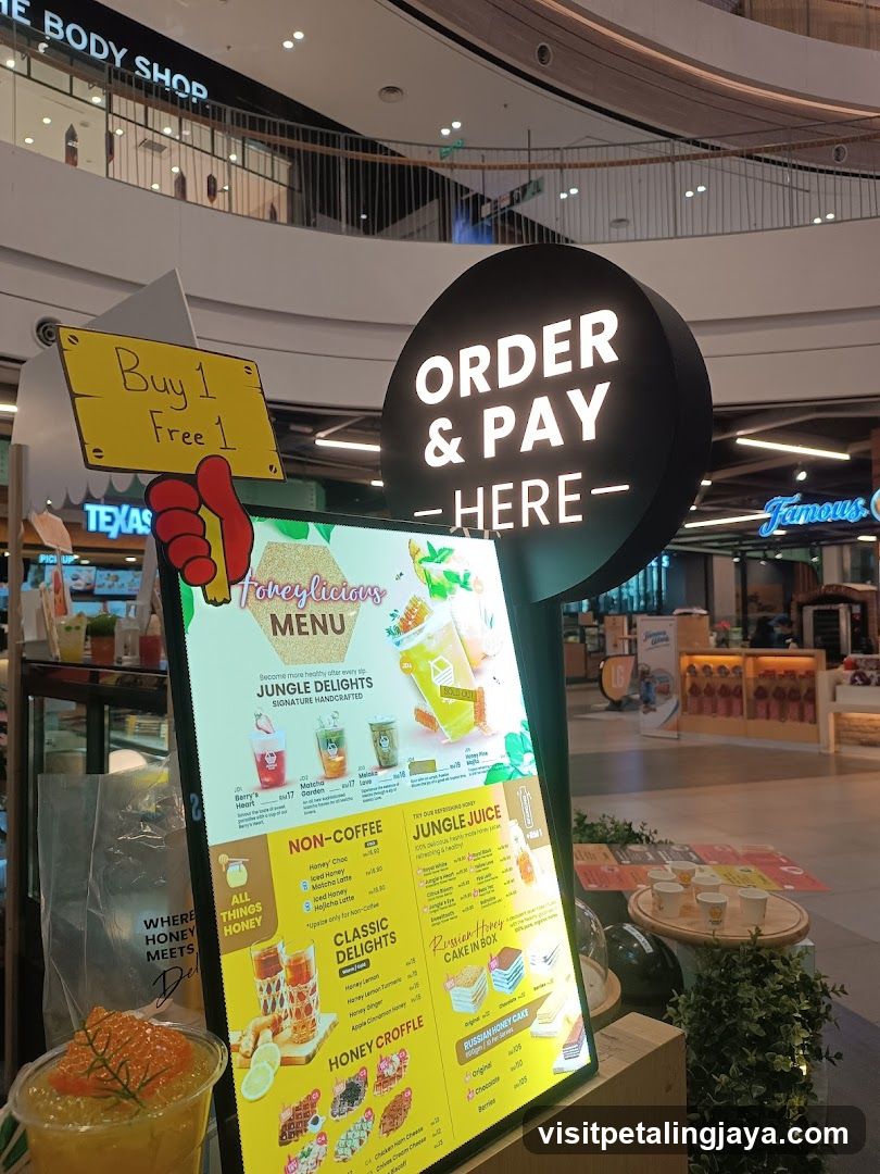 Menu board with drinks and cakes