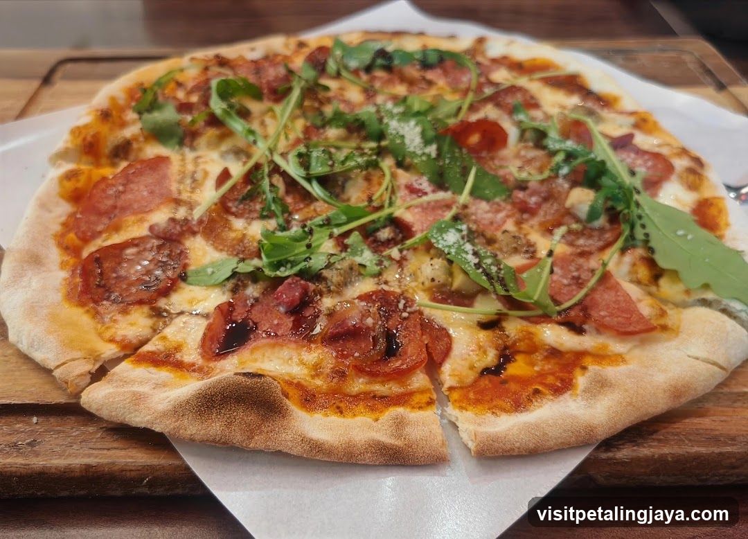 Pepperoni and Arugula Pizza