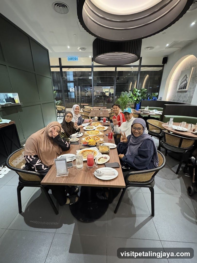Group enjoying a meal at a restaurant