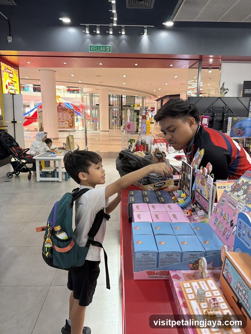 Boy choosing toys at a store