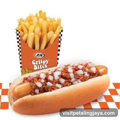 A&W Chili Dog and Fries