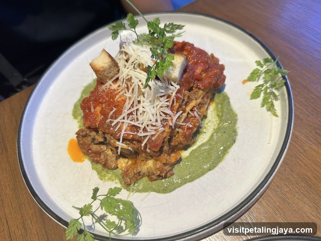 Lasagna with Sauce and Garnish