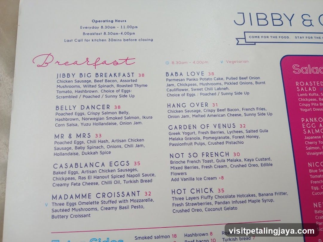 JIBBY & C Breakfast Menu