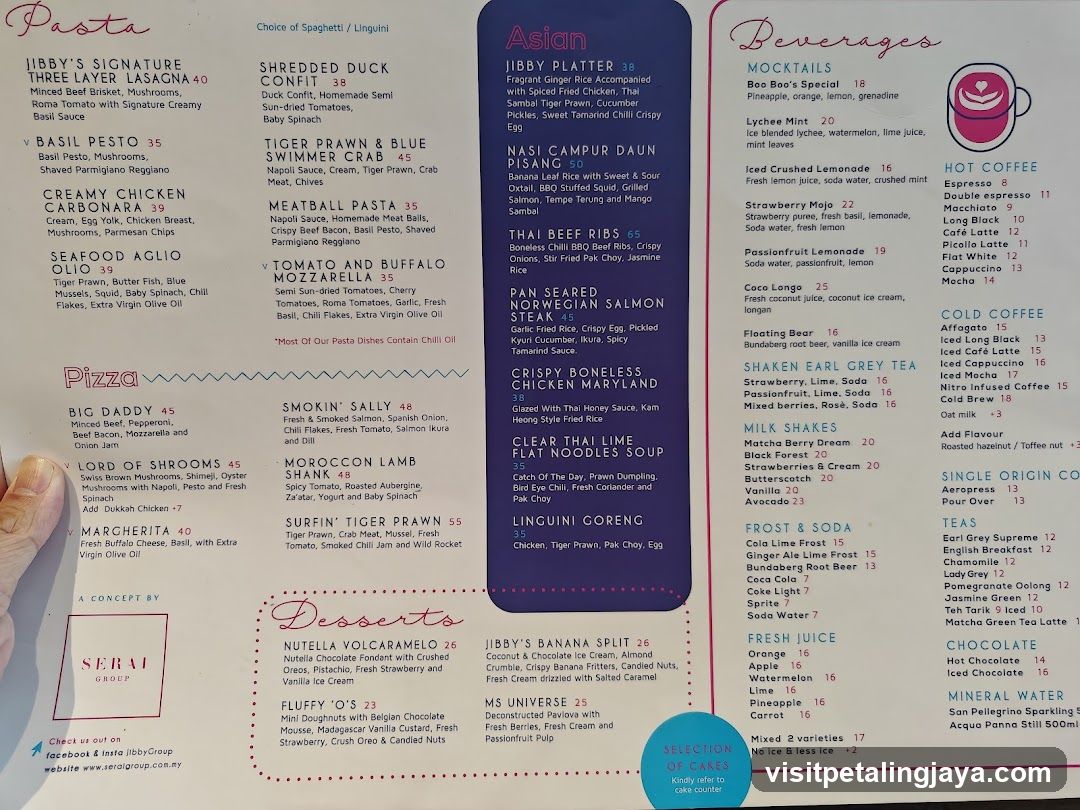 Jibby's Menu