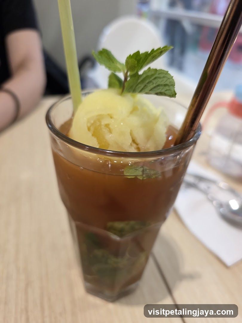 Iced Drink with Ice Cream and Mint