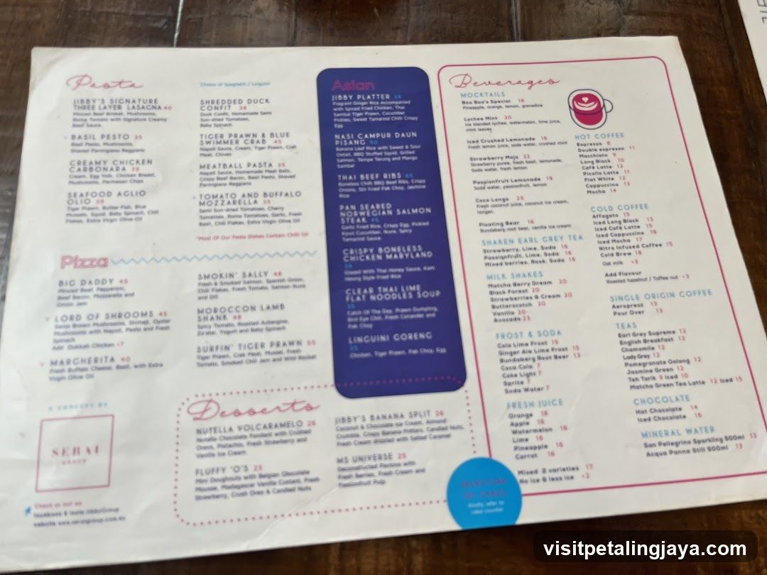 Jibby's Menu