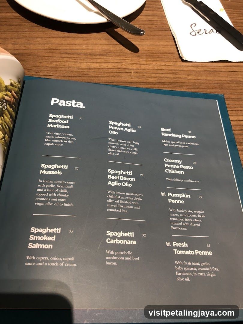 Pasta Menu