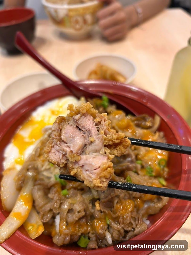 Close-up of a bowl of food with fried chicken