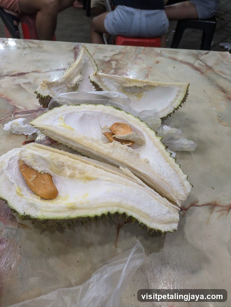 Opened Durian Fruit on Table