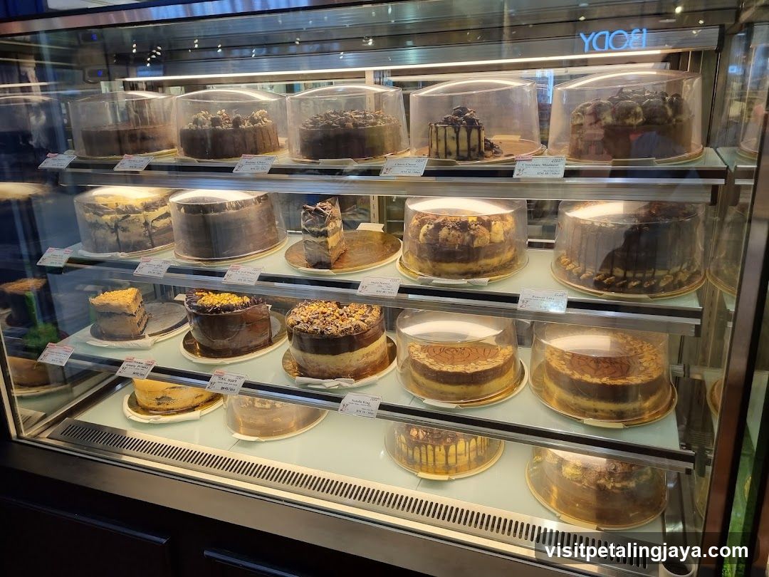 Cakes in a Display Case
