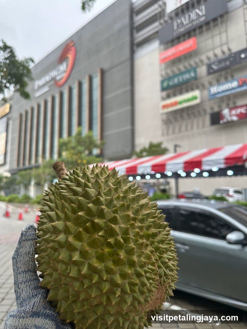 Durian in front of a shopping mall