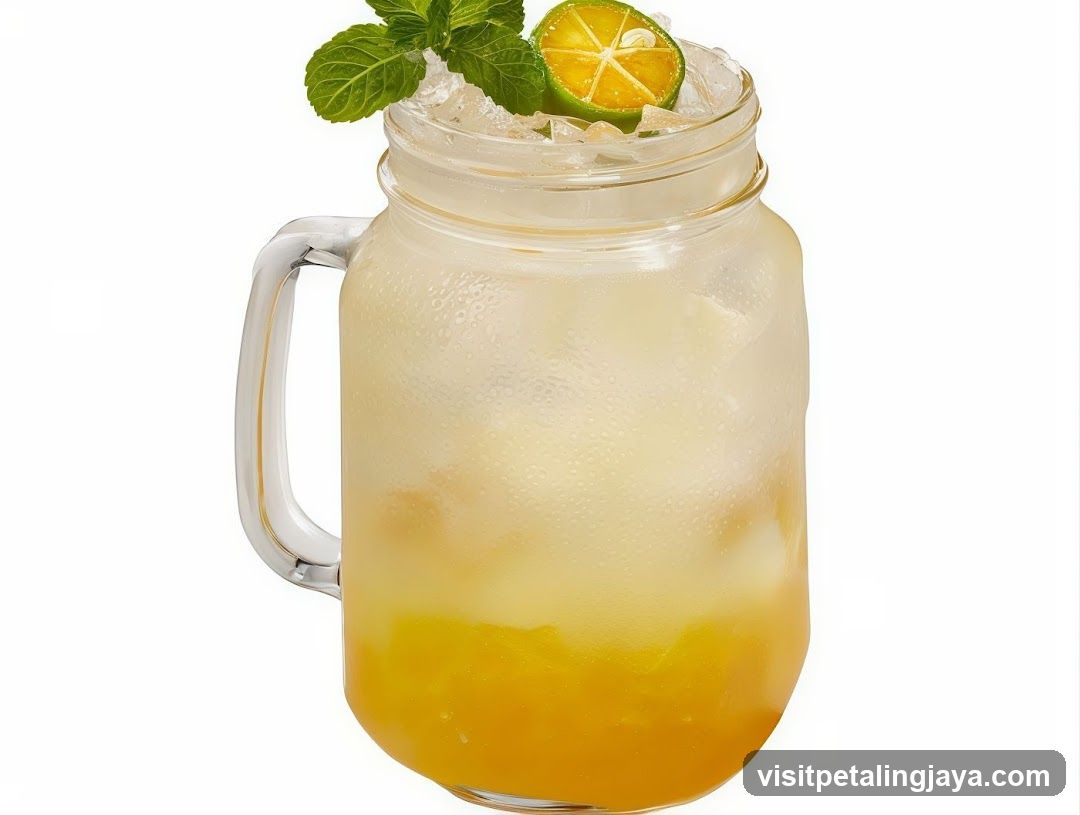 Orange and Yellow Drink with Mint and Lime