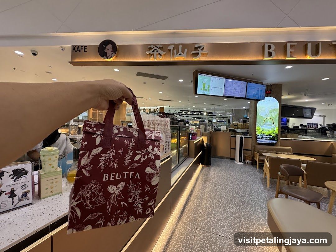 Tea Shop Interior with Branded Bag