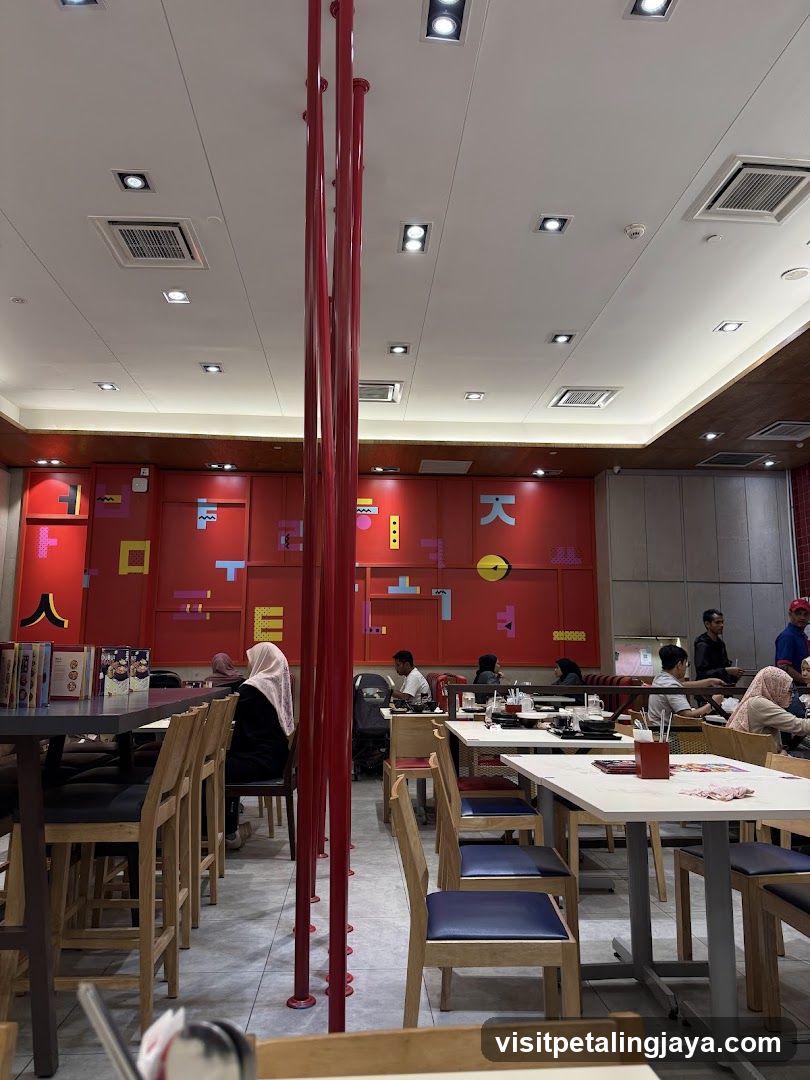 Restaurant Interior with Red Accents