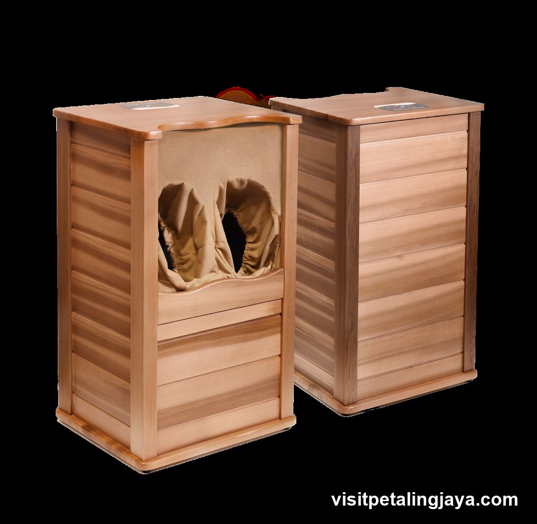 Two wooden foot saunas