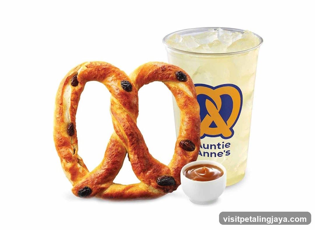 Raisin Pretzel with Caramel Dip and Lemonade