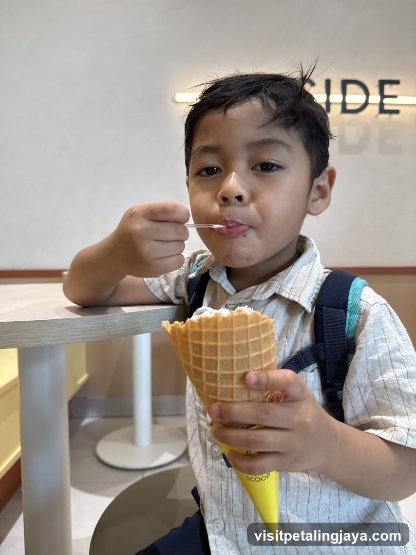 Boy eating ice cream
