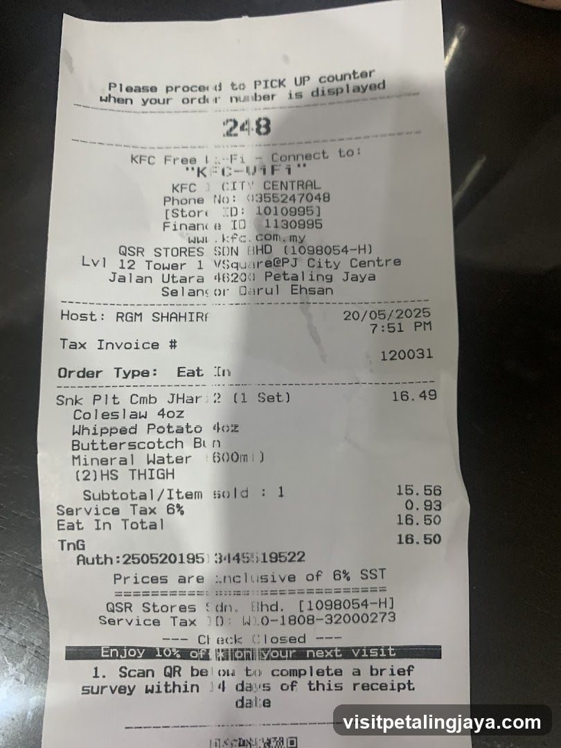 KFC Receipt