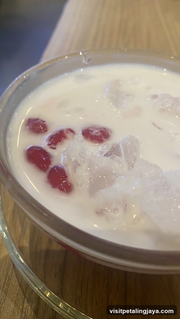 Dessert with Red Spheres and Ice