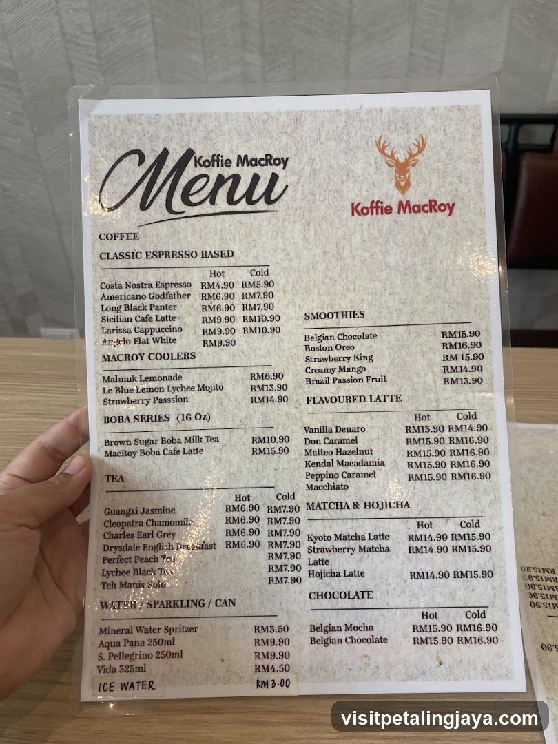 Koffie MacRoy Menu