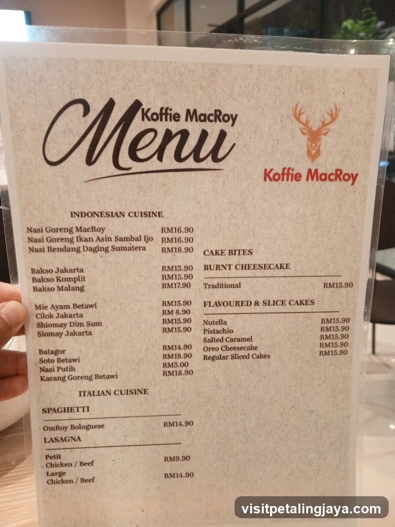 Koffie MacRoy Menu